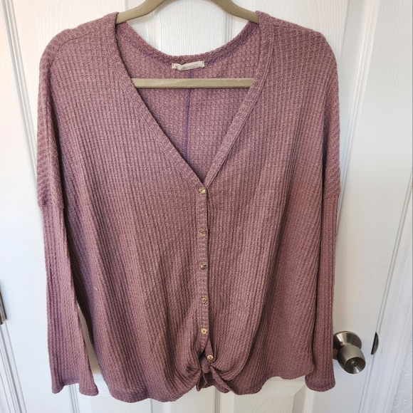 Lavender waffle knit top - Picture 1 of 3